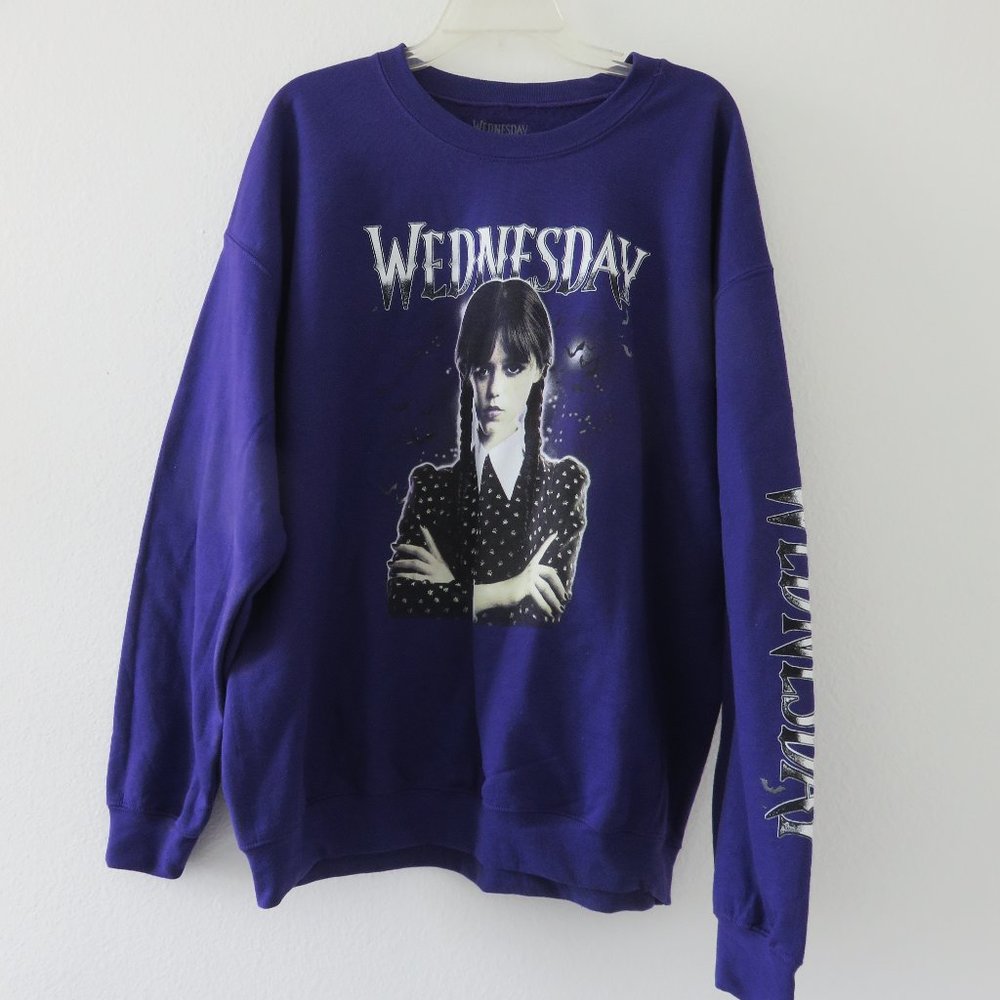 (#G) Wednesday Purple Graphic Sweat Shirt